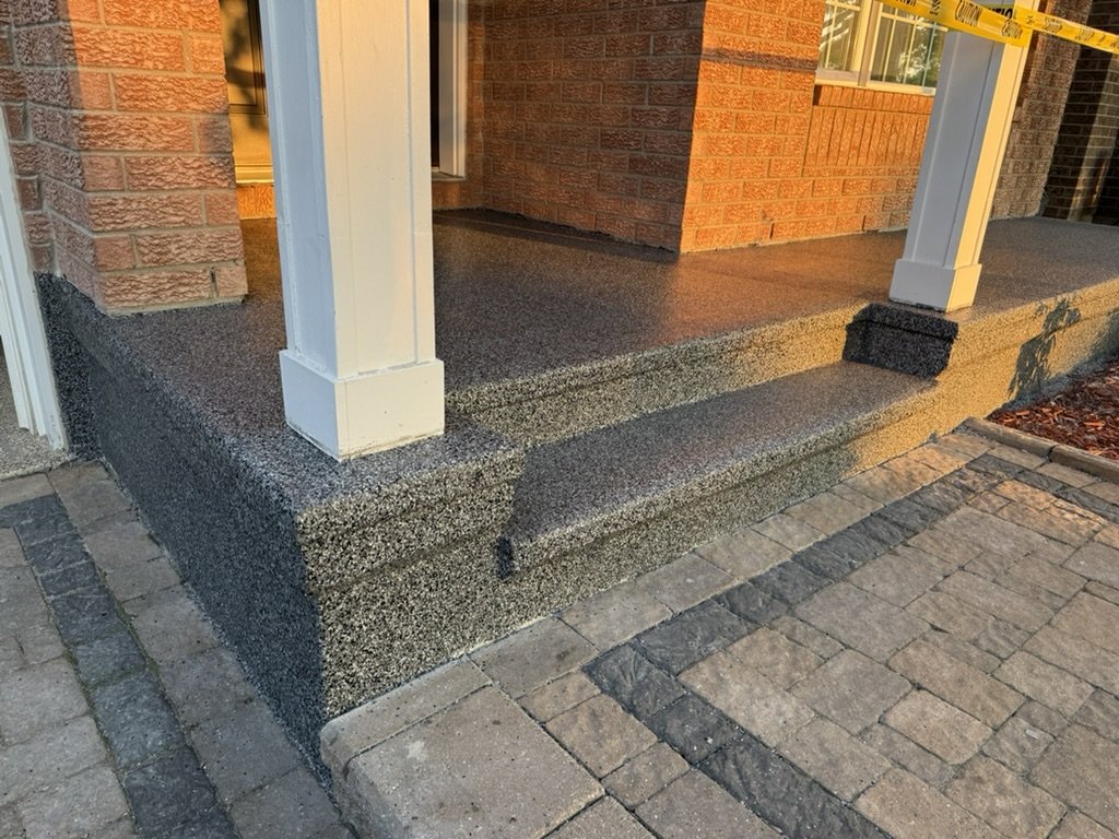 Charcoal epoxy flake porch and steps