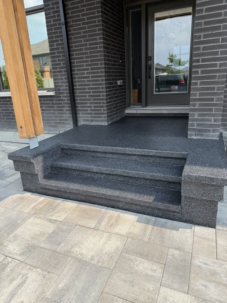 Gray epoxy flake porch and steps