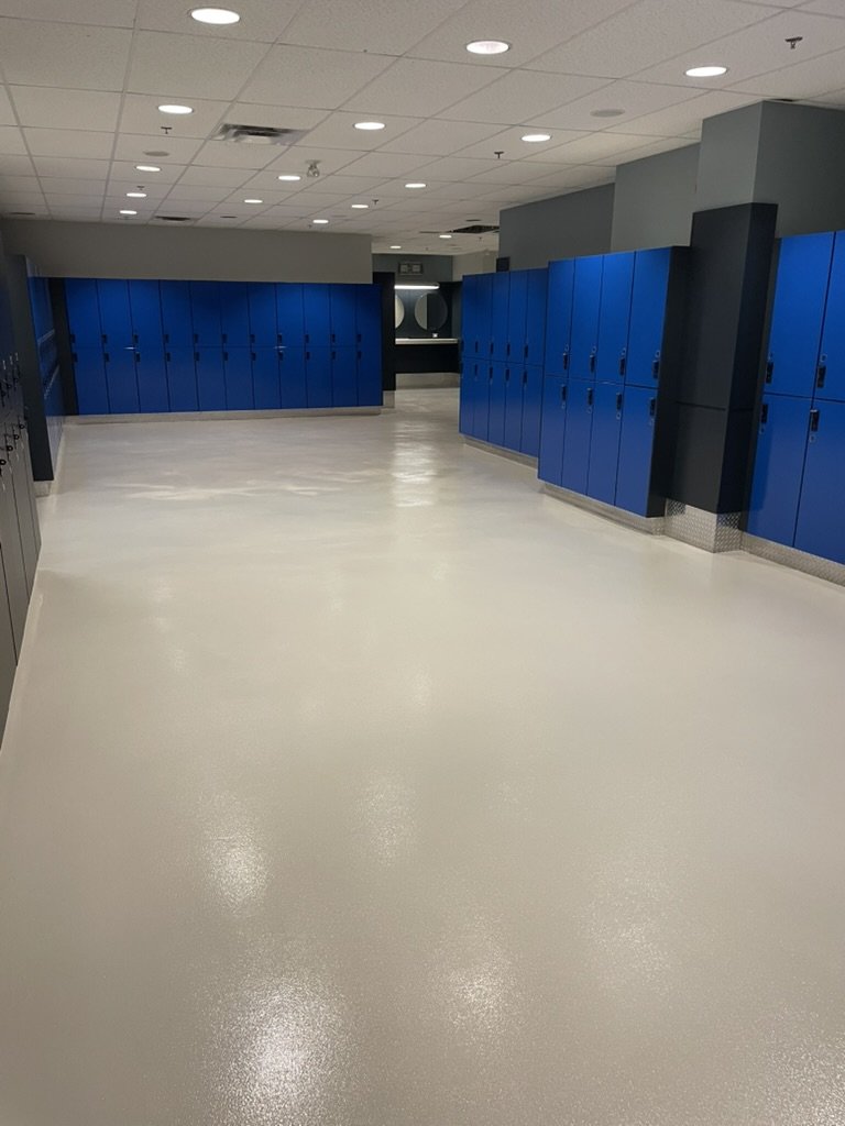 Cream one coat colour epoxy, commercial hallway