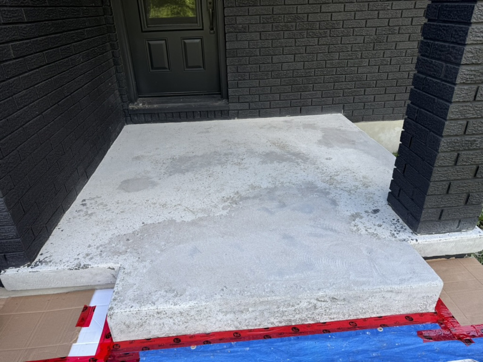 Bare stained porch before epoxy, stage one
