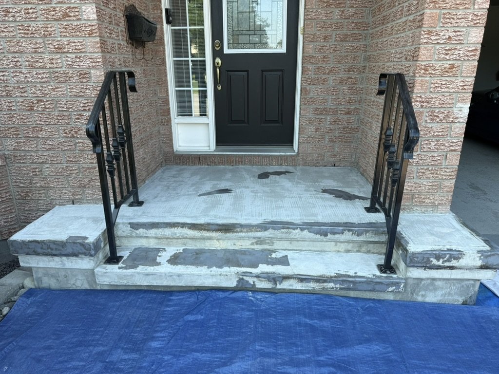 Bare front steps before epoxy